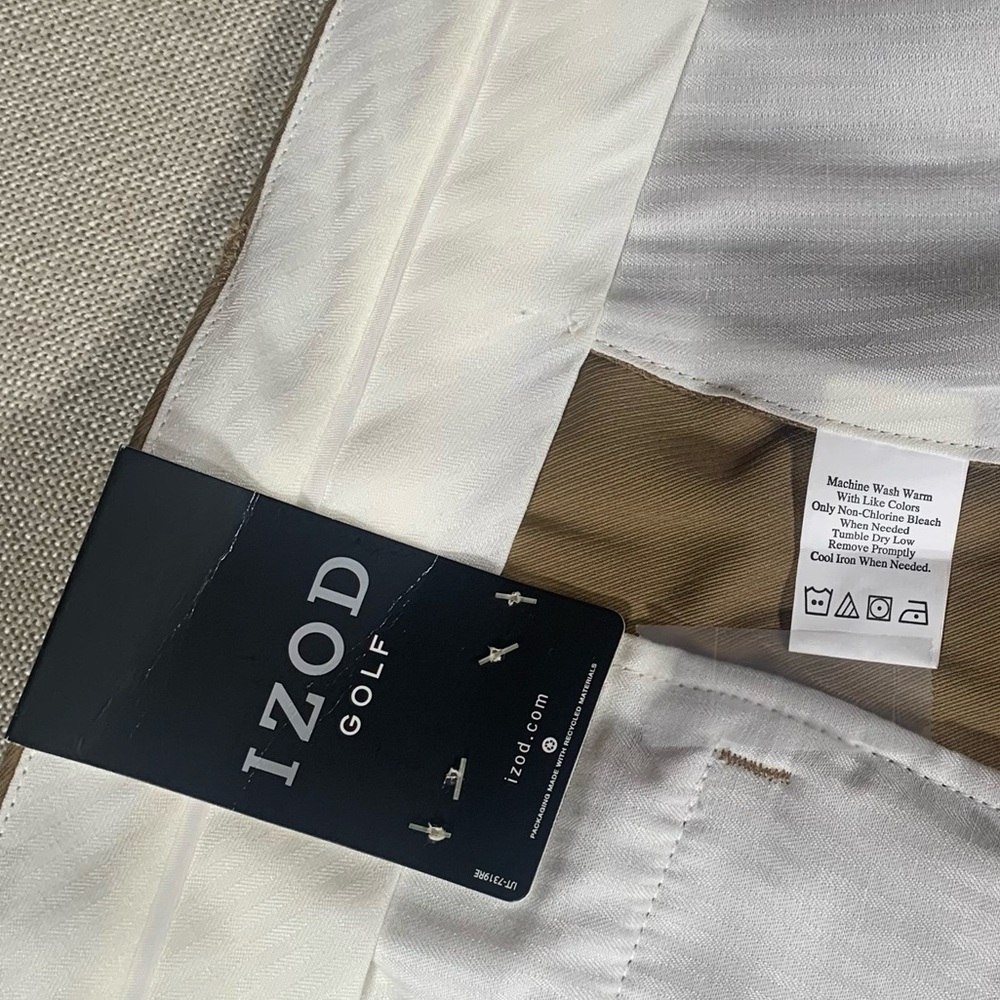 New Izod Golf Pants 40x32 Tan Cool-FX Metrix Fit - Picture 9 of 11
